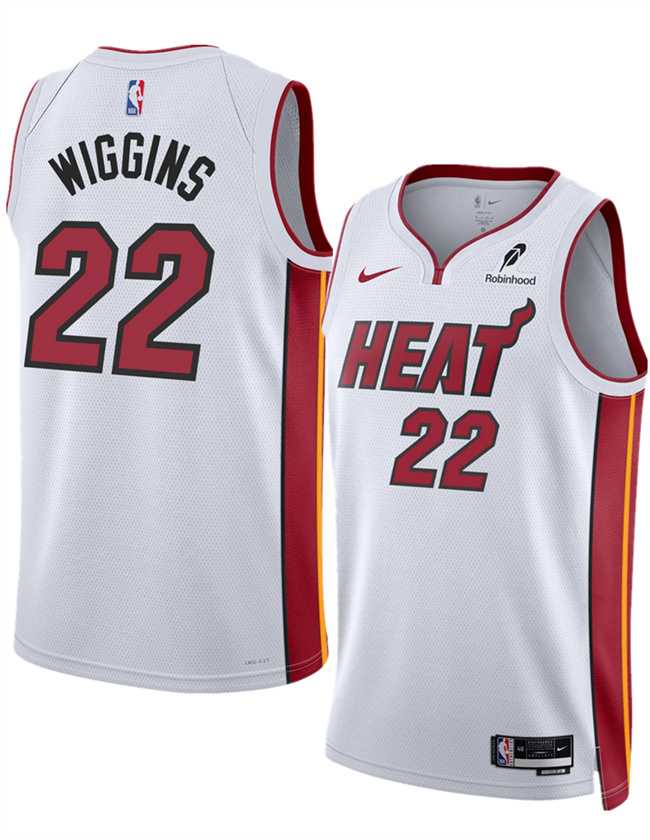 Mens Miami Heat #22 Andrew Wiggins White 2025 Association Edition Swingman Stitched Jersey Dzhi->miami heat->NBA Jersey